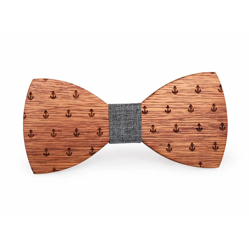 Pajarita de madera con ancla de barco náutico para hombre