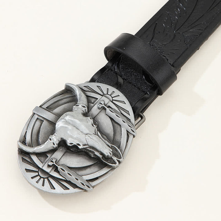 Cinturón de cuero Mad Bull grabado para hombre
