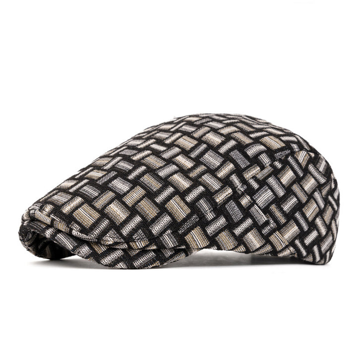 Boina artística de cuadros jacquard de colores retro - Hebilla trasera - Negro - Ajustable (22 1/2"-24") - image 18