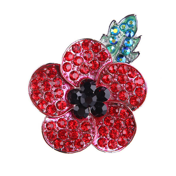 Broche de amapola roja espléndido para mujer