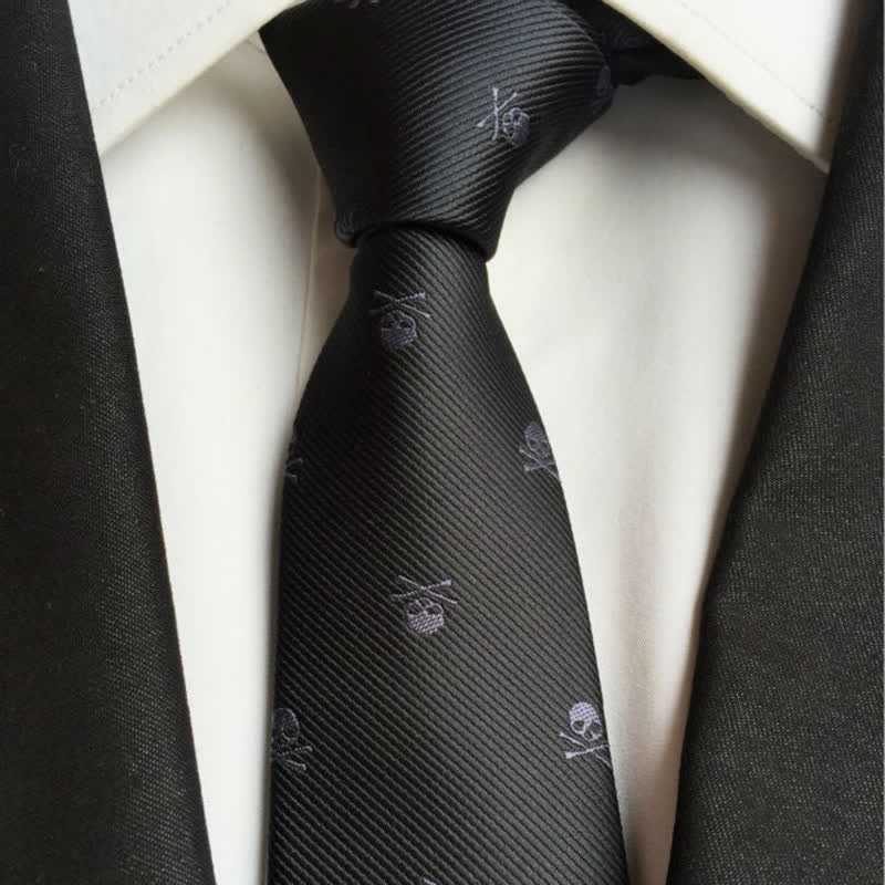 Corbata de hombre con huesos cruzados y esqueleto de Halloween 