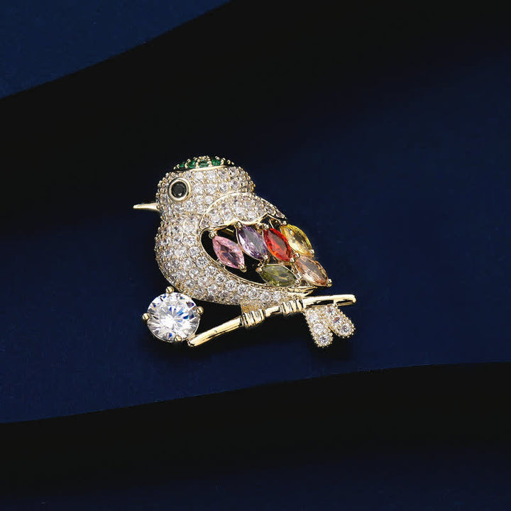 Broche de circonitas con forma de rama de urraca para mujer