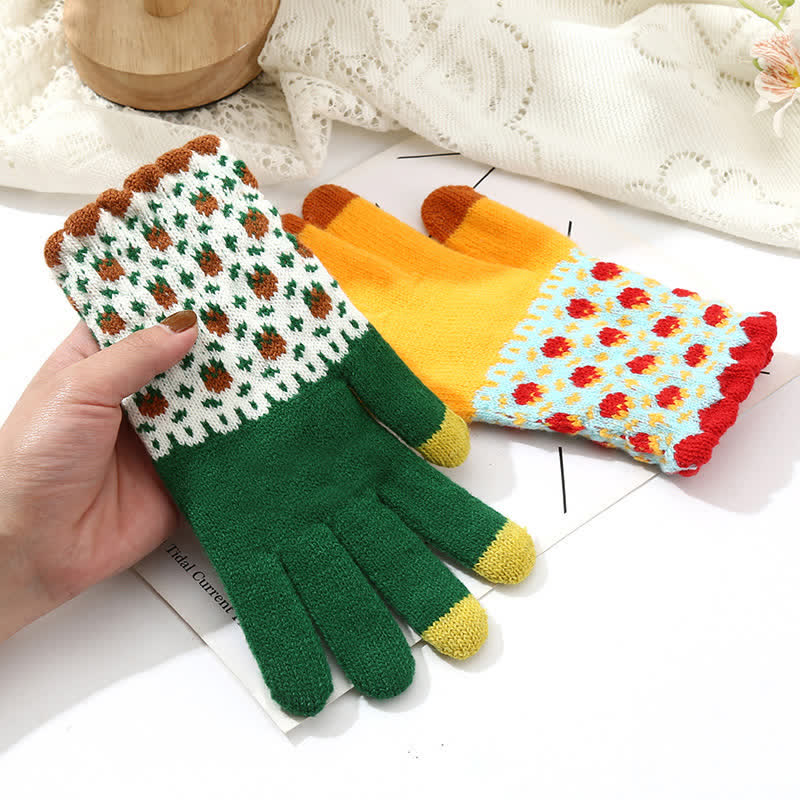 Guantes tejidos con dedos completos para jardinería y pantallas táctiles para mujer