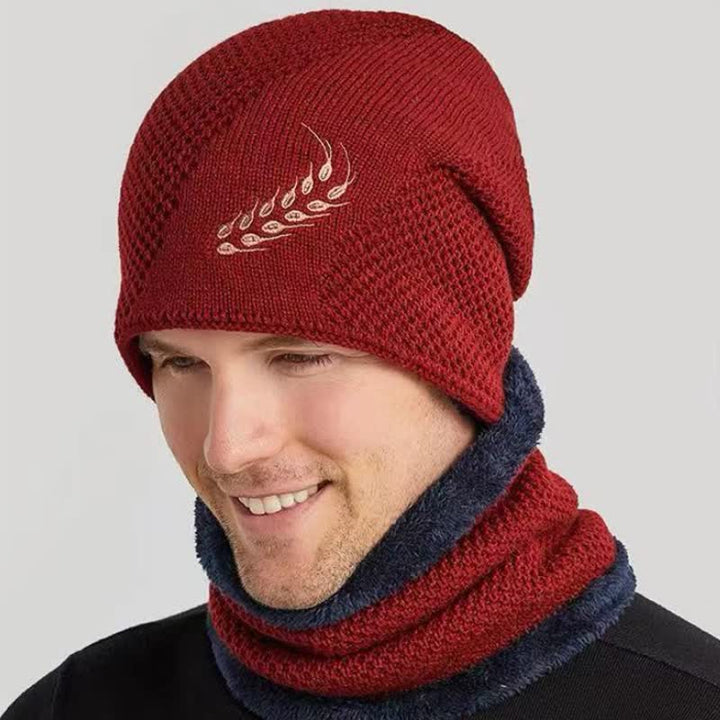 Conjunto de 2 gorros y calentadores de cuello con estampado de trigo bordado