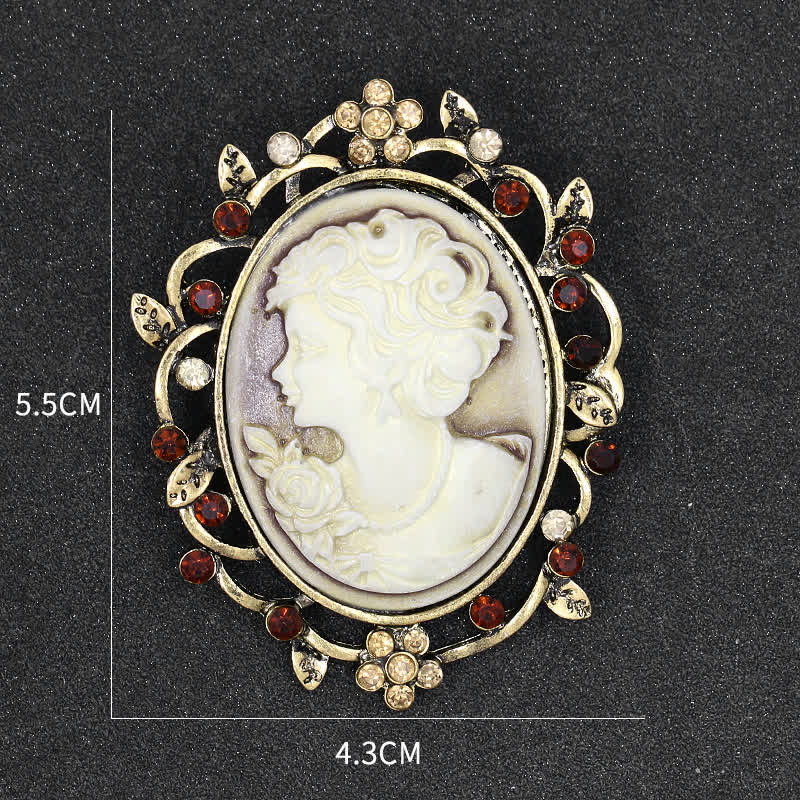 Broche de camafeo ovalado brillante para mujer