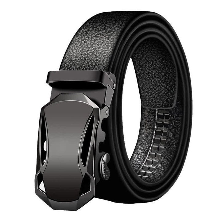 Cinturón de cuero con hebilla automática de lujo para hombre