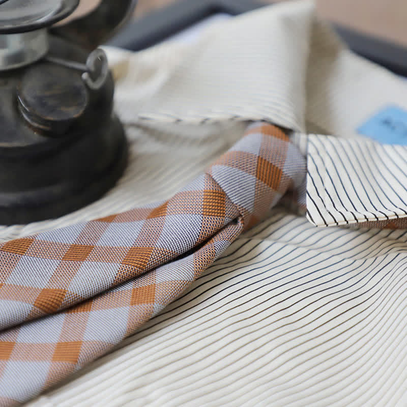 Corbata de cuadros de dos tonos estilo preppy para hombre - image 6