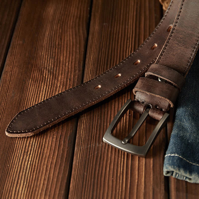 Cinturón clásico de cuero vaquero texturizado para hombre