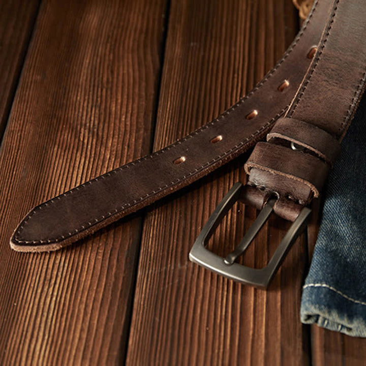 Cinturón clásico de cuero vaquero texturizado para hombre
