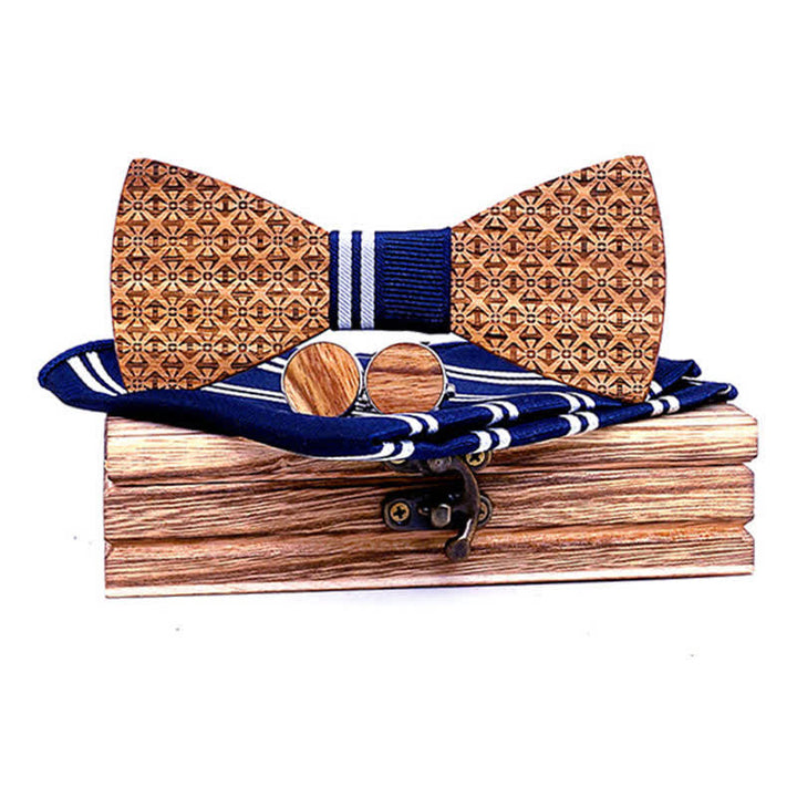 Juego de 3 pajaritas de madera con copos de nieve navideños para hombre