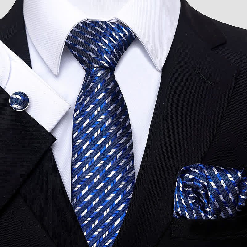 Conjunto de 3 corbatas de rayas con diseño geométrico para hombre