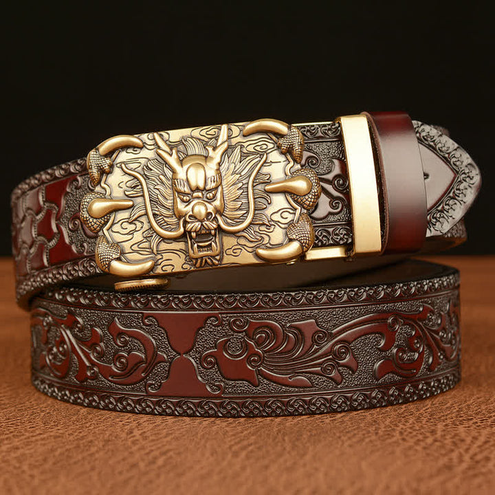 Cinturón de cuero con garra de dragón poderosa para hombre