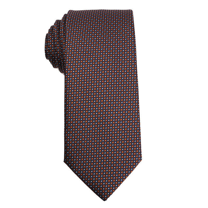 Corbata de cuadros micro de la serie Coffee Brown para hombre 