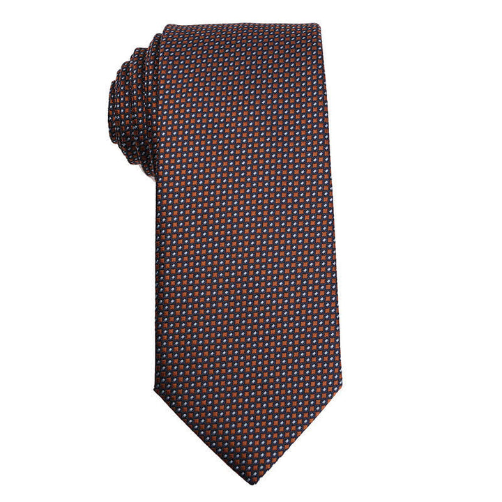 Corbata de cuadros micro de la serie Coffee Brown para hombre 