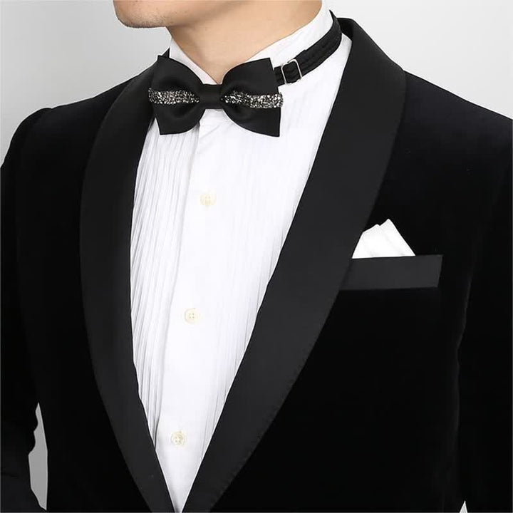 Pajarita de novio con cadena brillante para hombre