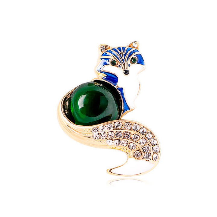 Broche de zorro esmaltado para mujer