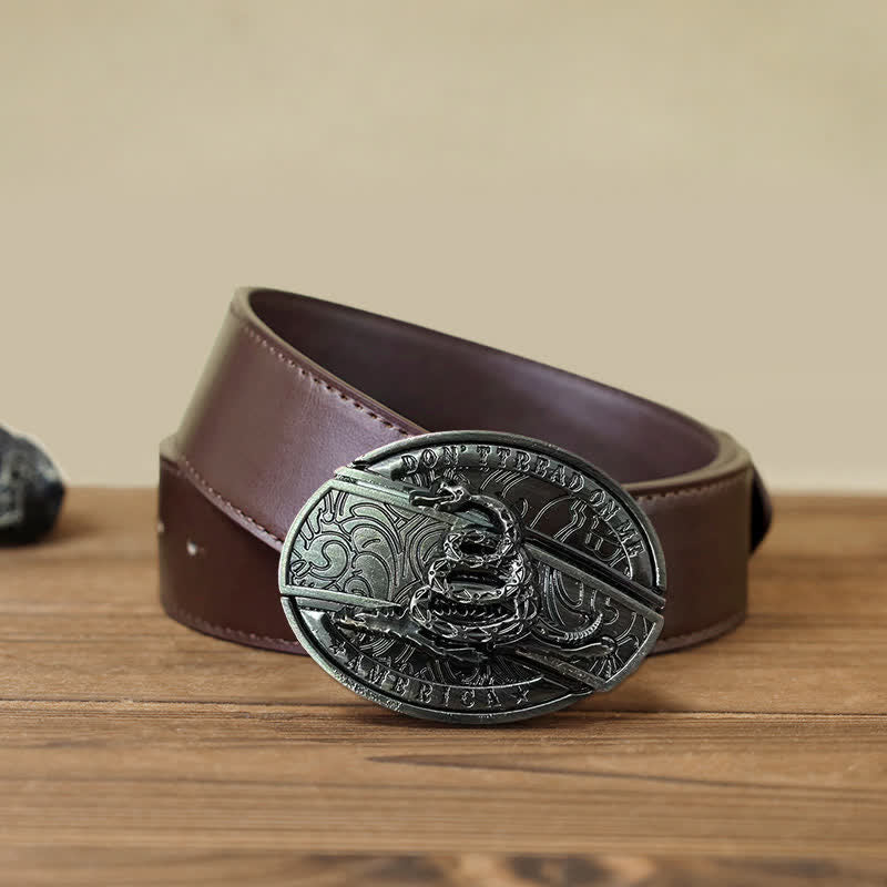 Cinturón de cuero con navaja plegable oculta Black Mamba para hombre