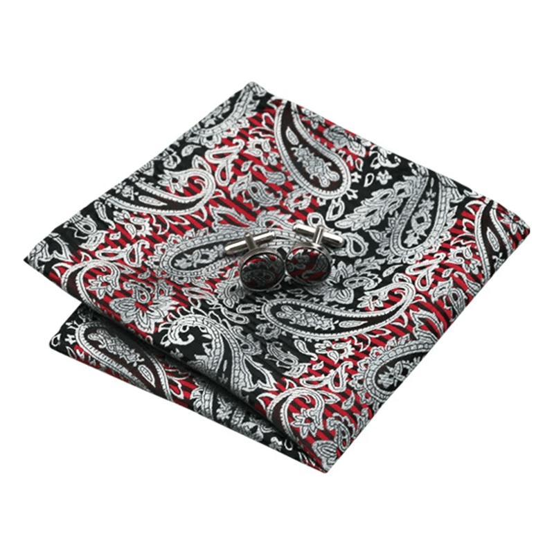 Conjunto de 3 corbatas de cachemira para hombre en rojo y negro