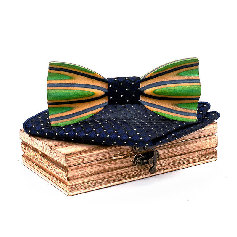 Juego de 2 pajaritas de madera con grabado láser deslumbrante para hombre