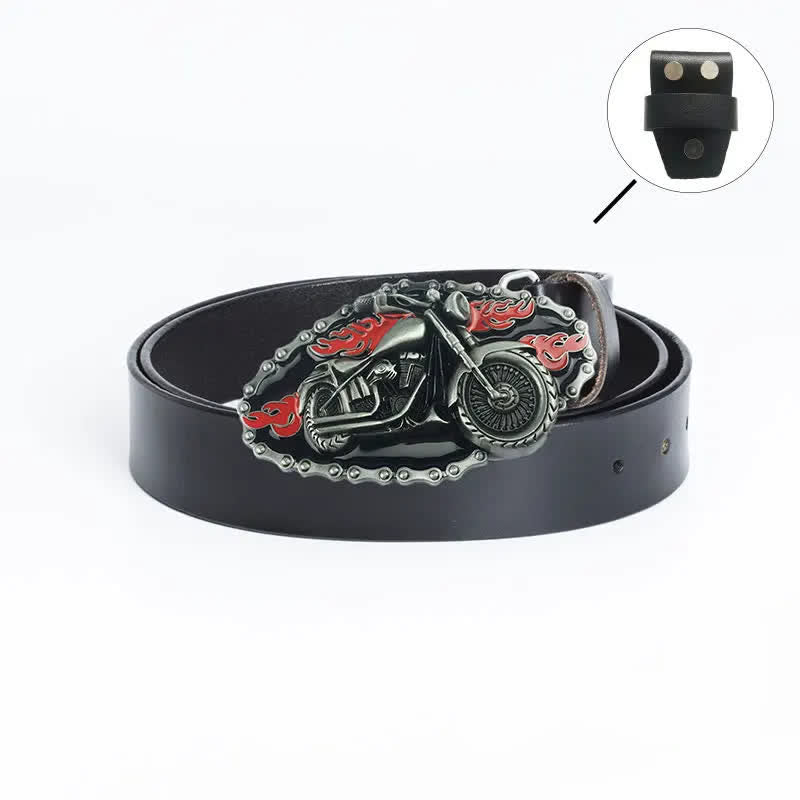 Cinturón de cuero para motocicleta con locomotora punk para hombre