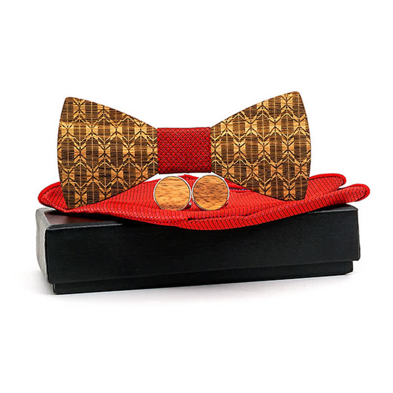 Juego de 3 pajaritas de madera con forma de corona tallada para hombre.