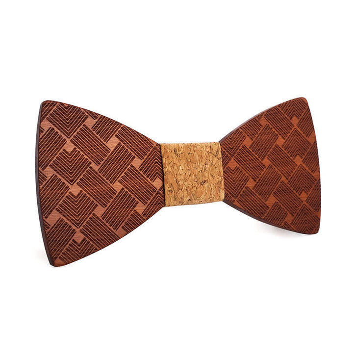Pajarita de madera con patrón tejido para hombre