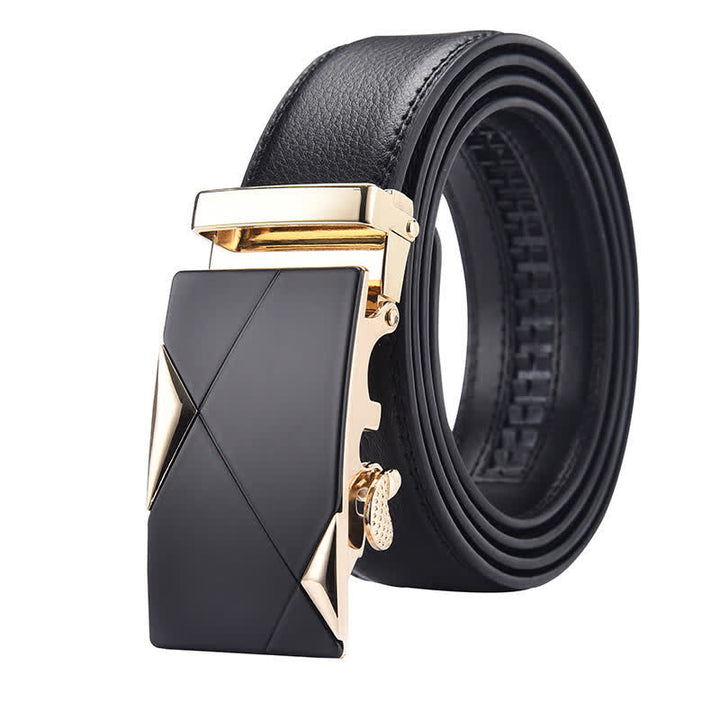 Cinturón de cuero con hebilla automática y relieve de lujo para hombre
