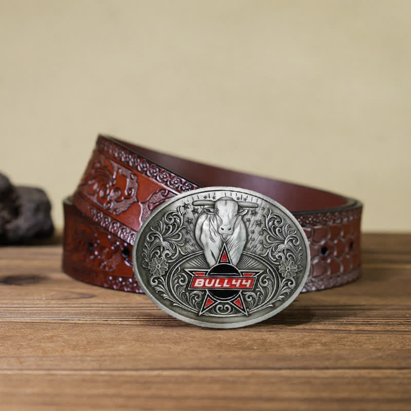 Cinturón de cuero con hebilla para hombre, con portacervezas creativo, hecho a mano, con forma de toro furioso