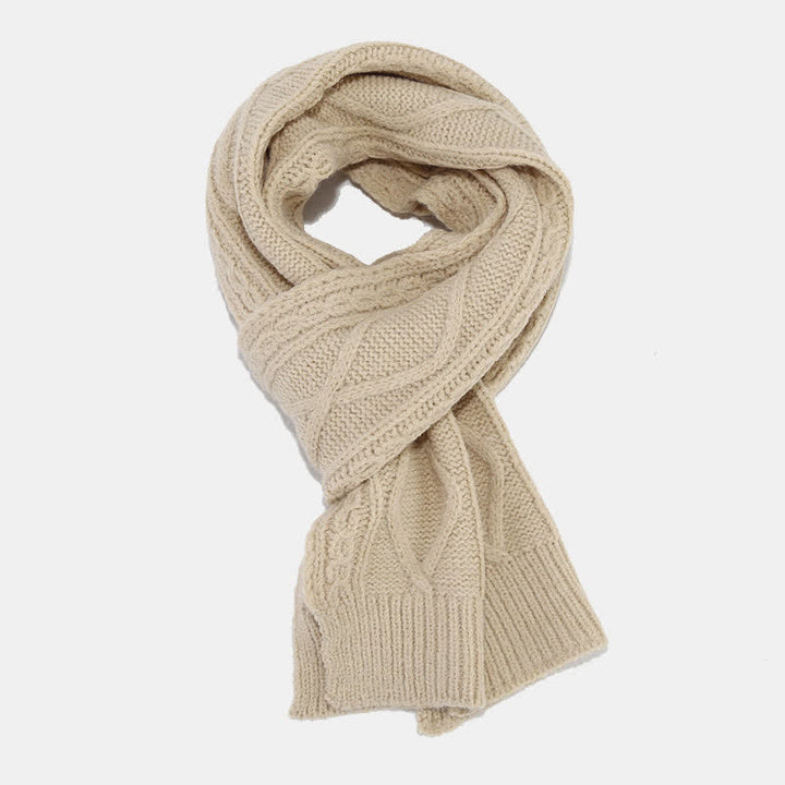 Conjunto de 3 piezas de gorro, bufanda y manoplas sin dedos de punto con cable para mujer