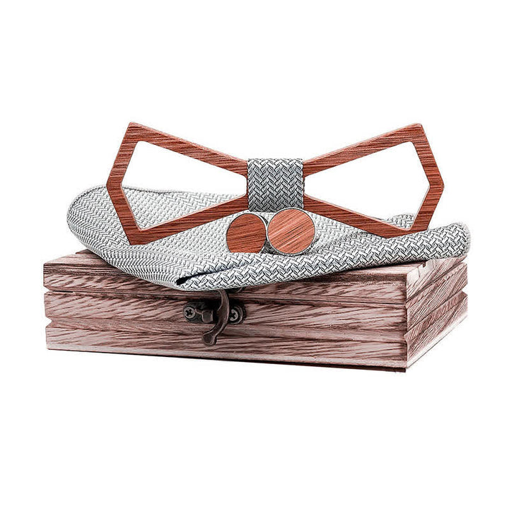 Juego de 3 pajaritas de madera con diseño tallado hueco para hombre