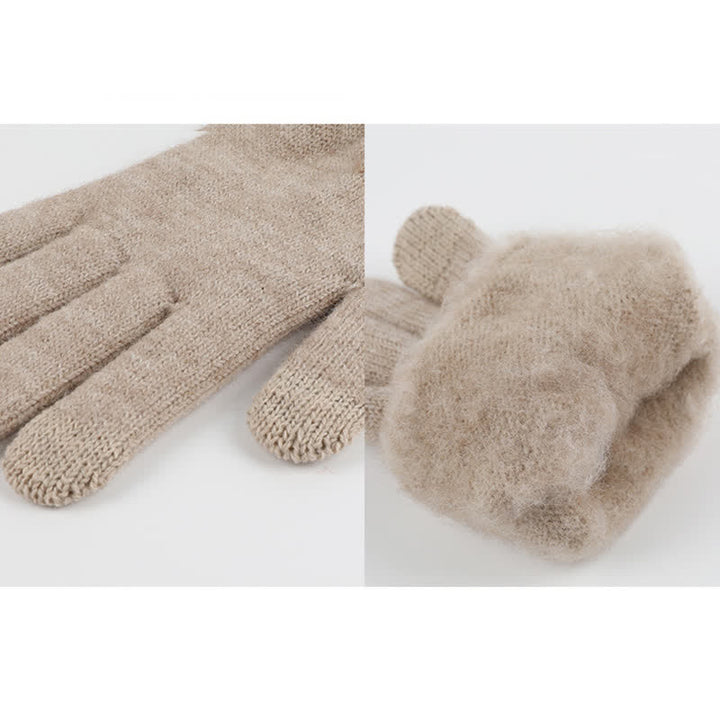 Conjunto de 3 guantes y gorro unisex de color liso, suaves, con bufanda