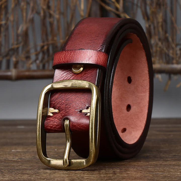 Cinturón elegante de cuero agrietado y desgastado para hombre