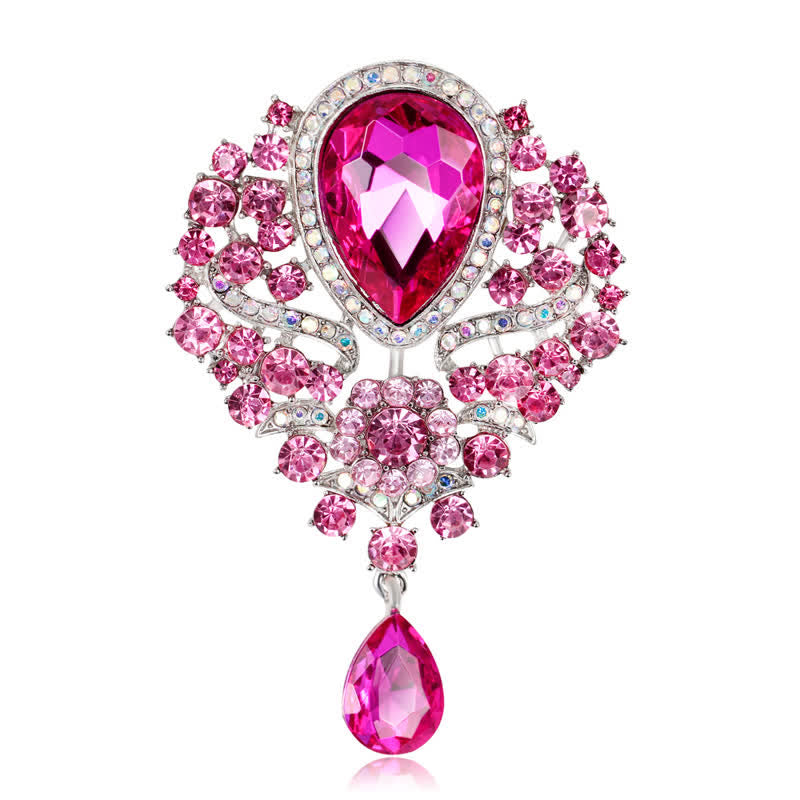 Broche de cristal transparente con forma de flor y gota de agua para mujer.