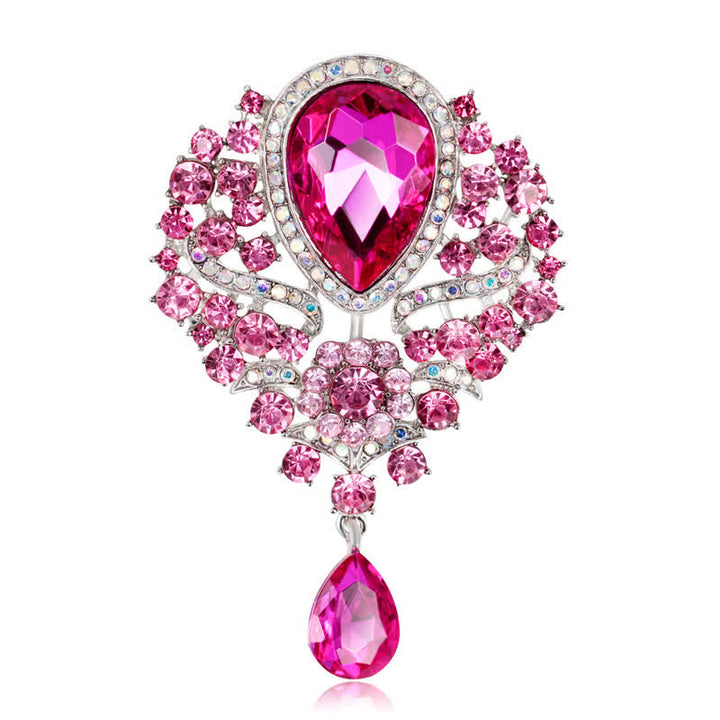 Broche de cristal transparente con forma de flor y gota de agua para mujer.
