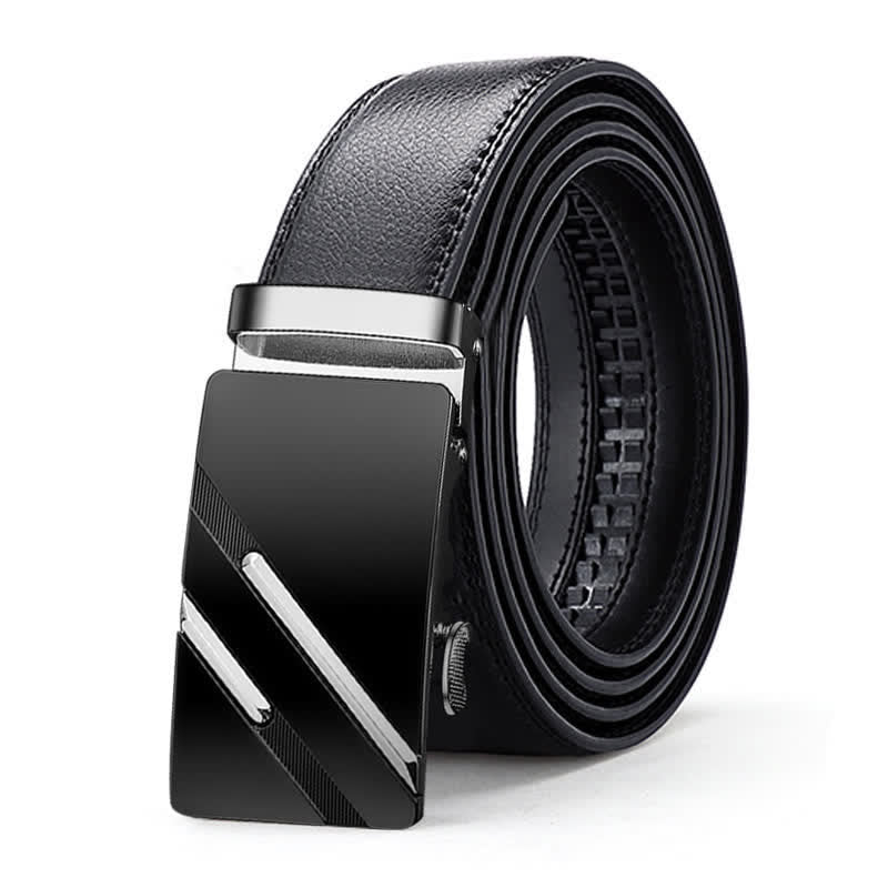 Cinturón de cuero con hebilla automática y relieve de lujo para hombre