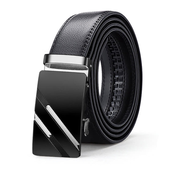 Cinturón de cuero con hebilla automática y relieve de lujo para hombre