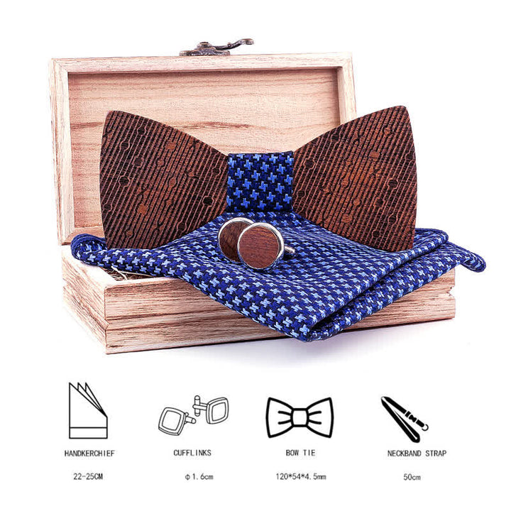 Juego de 3 pajaritas de madera con forma de hojas huecas para hombre.