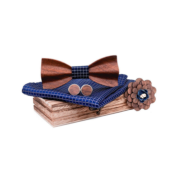 Juego de 4 pajaritas de madera de nogal negro para hombre