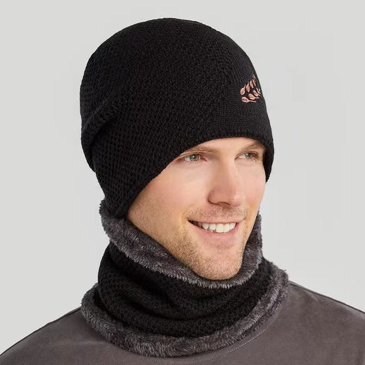 Conjunto de 2 gorros y calentadores de cuello con estampado de trigo bordado