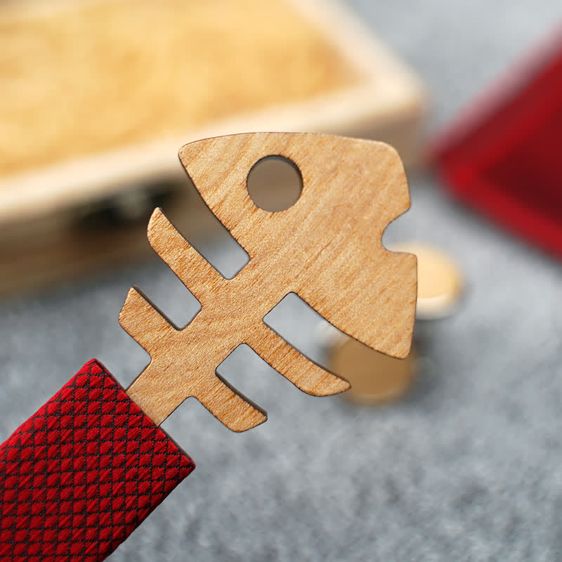 Juego de 3 pajaritas de madera con diseño de espina de pescado para hombre