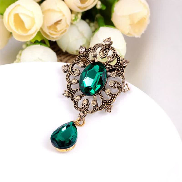 Broche antiguo adornado con forma de gota de agua para mujer
