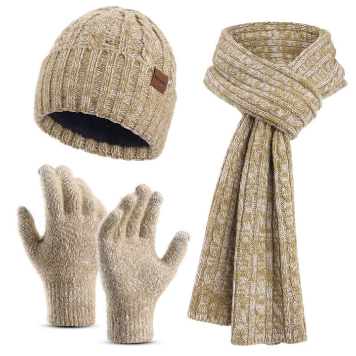 Conjunto de 3 guantes unisex elegantes con bufanda larga y pantalla táctil