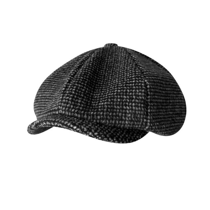 Boina Gatsby con cuadros diminutos y gorra octogonal