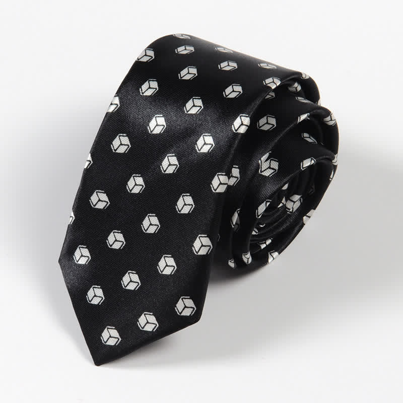 Corbata de hombre con rayas y lunares a cuadros pequeños en blanco y negro