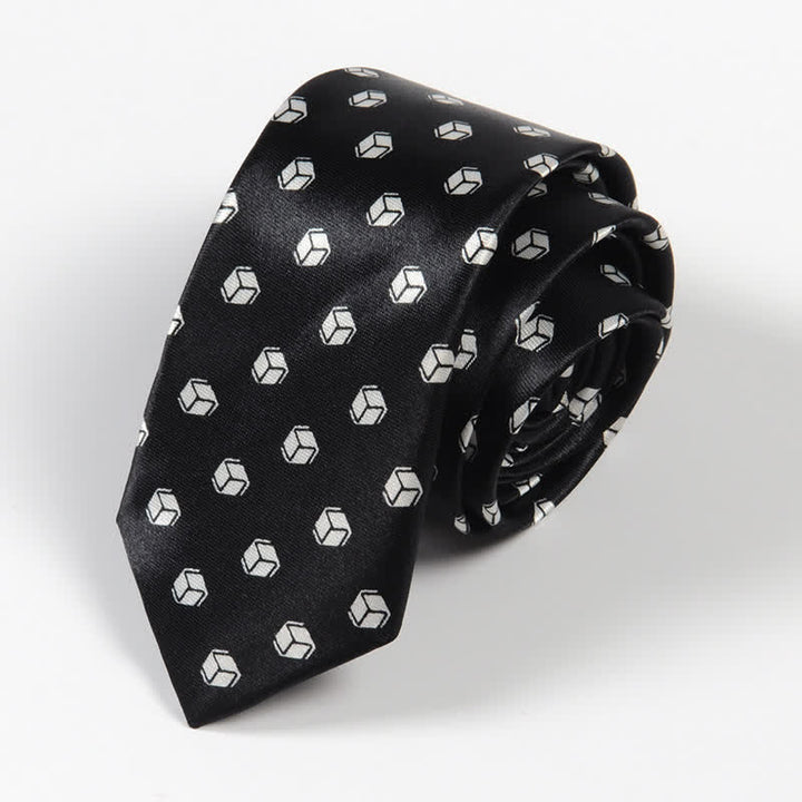 Corbata de hombre con rayas y lunares a cuadros pequeños en blanco y negro