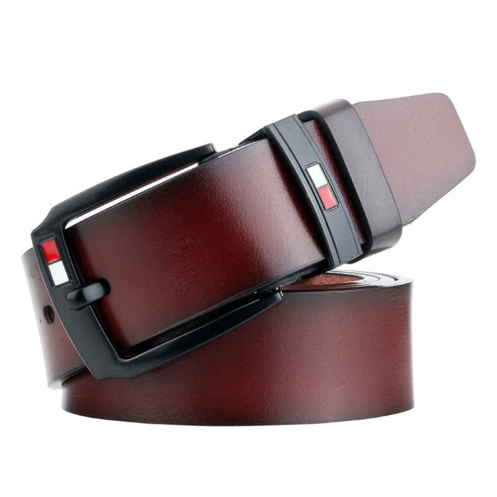 Cinturón de cuero con hebilla negra retro para hombre