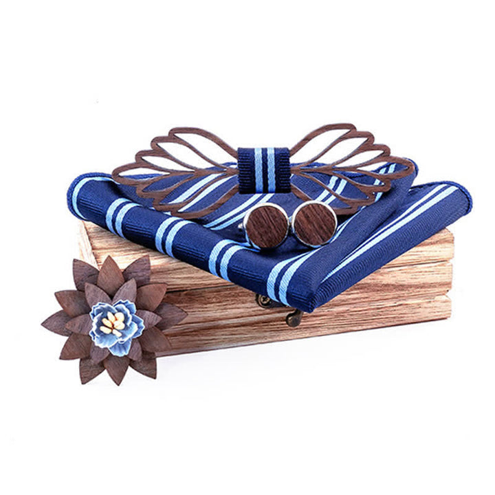 Juego de 4 pajaritas de madera con forma de hojas huecas para hombre