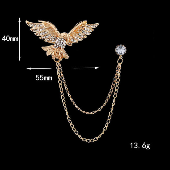 Broche de cadena con águila en vuelo para hombre