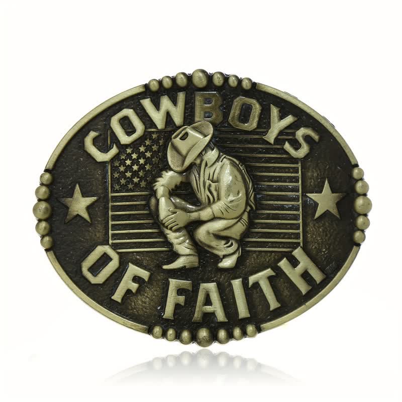 Cinturón de cuero con hebilla Cowboys Of Faith para hombre, hecho a mano