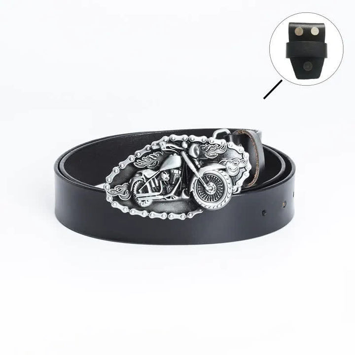 Cinturón de cuero para motocicleta con locomotora punk para hombre